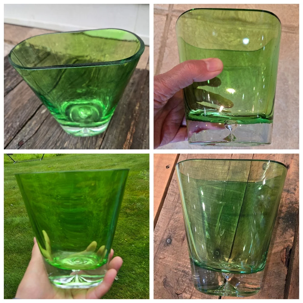 Hand Blown Green Glass Vase